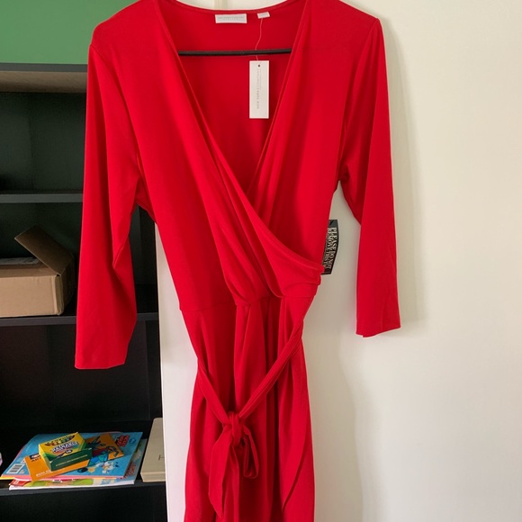 New York & Company Dresses & Skirts - New York & Company Red Wrap Dress Size Large